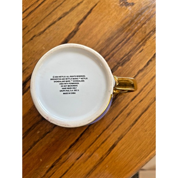 NWOT Bridgerton Purple Painted Corgi Mug Tea Cup Gold Handle Coffee Mug - Picture 5 of 5